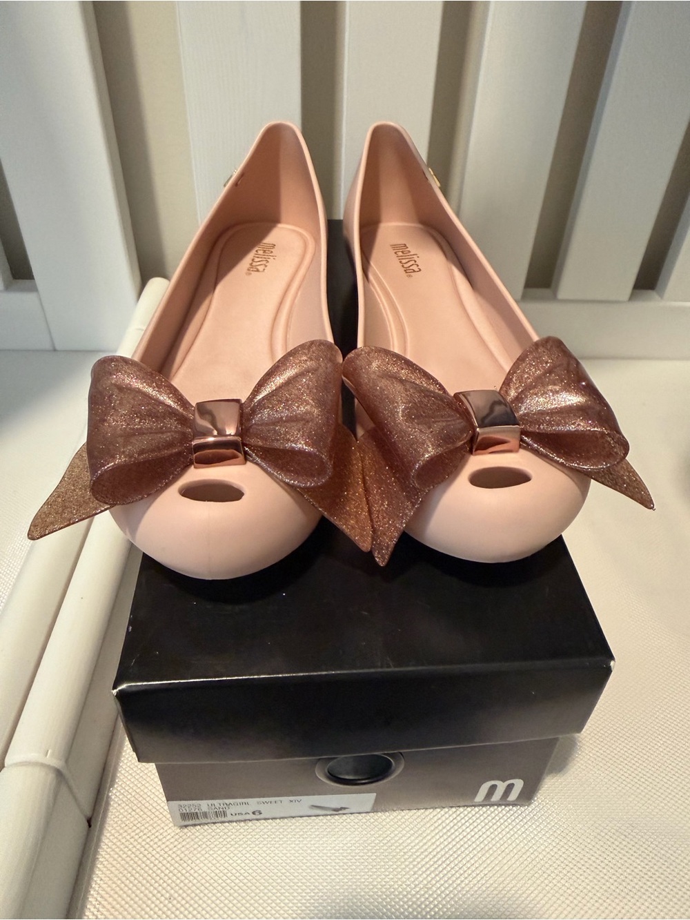 Melissa Pink Bow Jelly Flats
